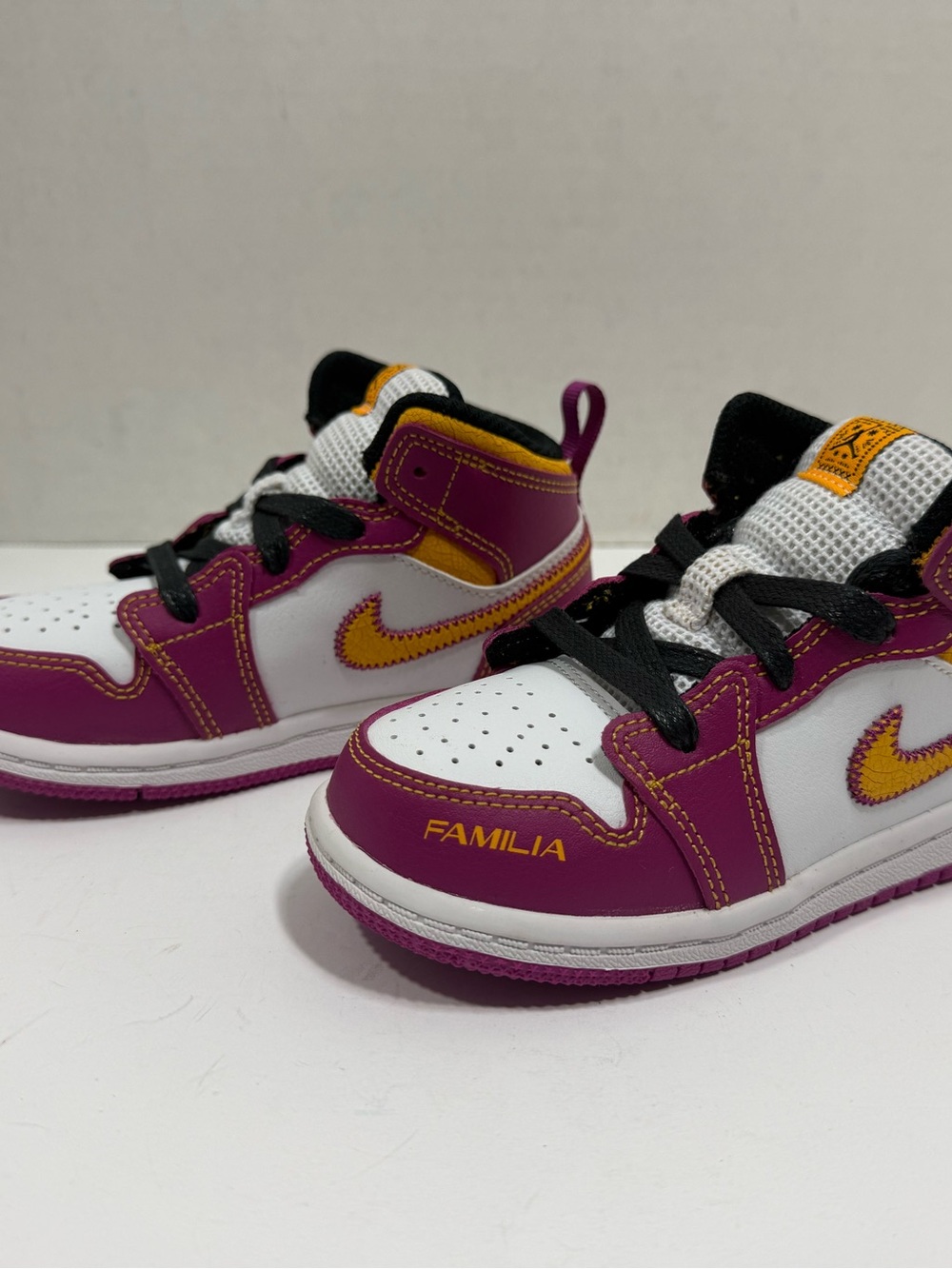 Nike Kids White, Magenta & Yellow High-Top Sneakers